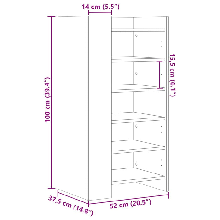 Shoe Cabinet Black 52x37.5x100 cm Engineered Wood