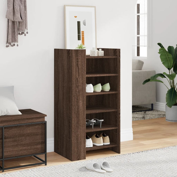 Shoe Cabinet Brown Oak 52x37.5x100 cm Engineered Wood