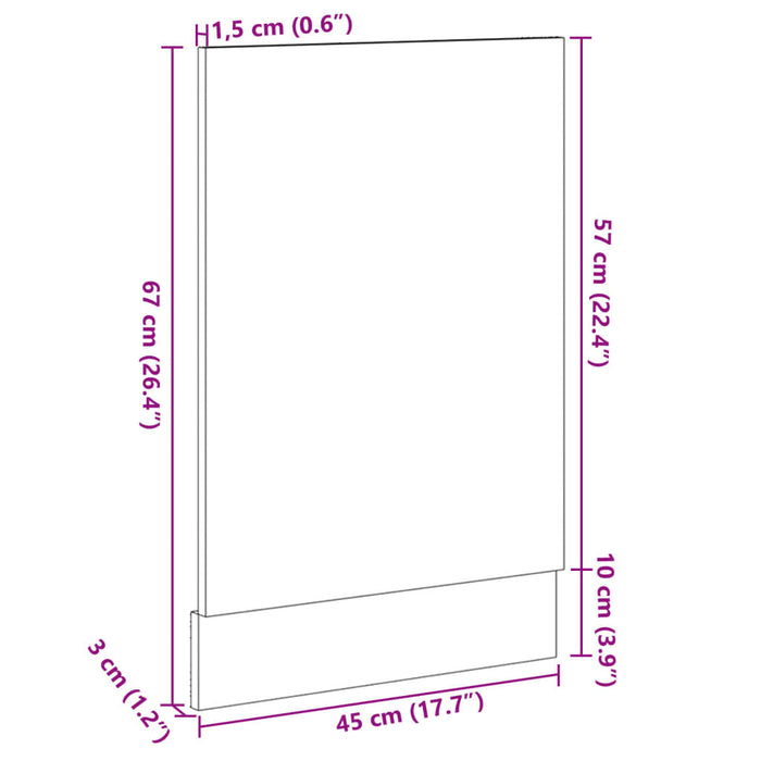 Panou masina de spalat vase Stejar Sonoma 45x3x67 cm Lemn prelucrat