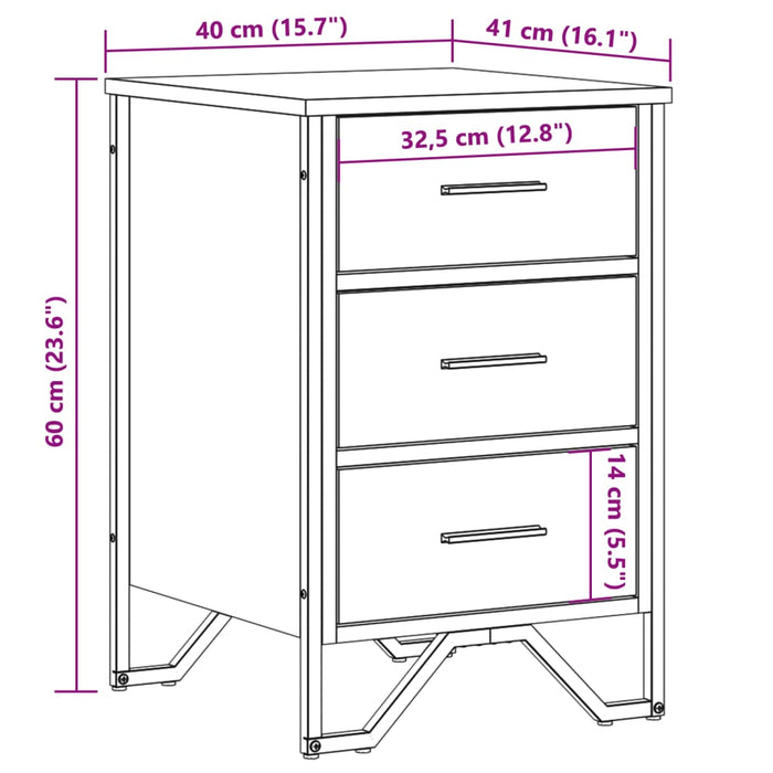 Bedside Cabinet Brown Oak 40x41x60 cm Engineered Wood