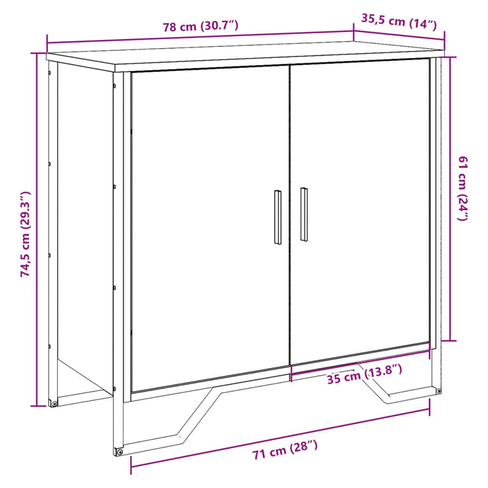 Бюфет опушен дъб 78x35,5x74,5 см инженерно дърво