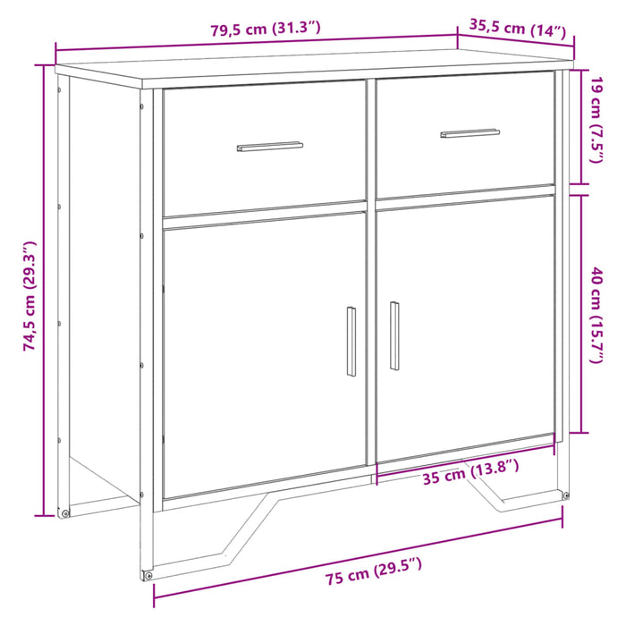 Буфет черный 79,5x35,5x74,5 см, композитная древесина