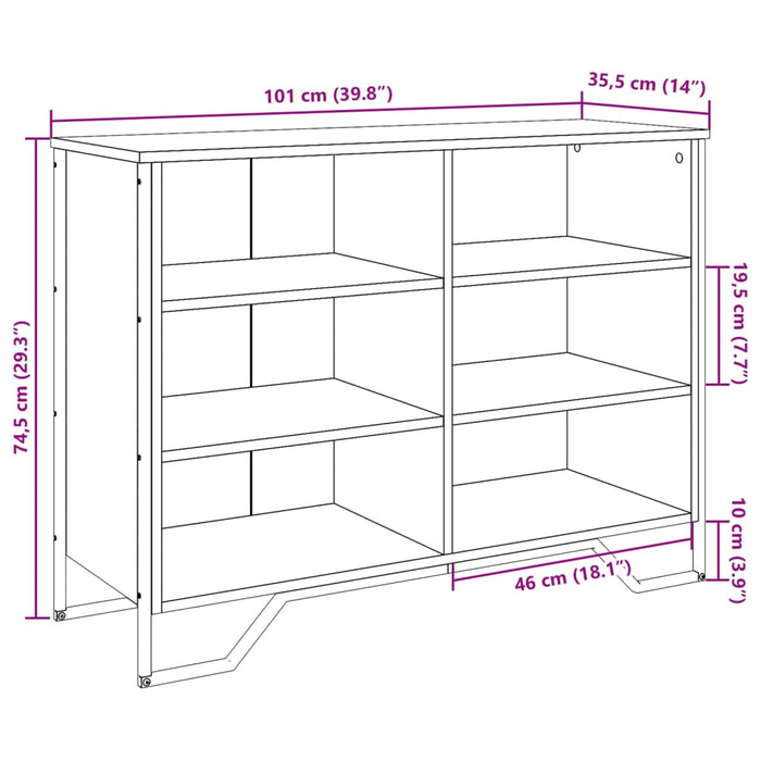 Sideboard Black 101x35.5x74.5 cm Engineered Wood