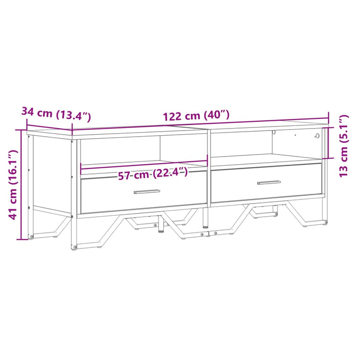 TV Cabinet Black 122x34x41 cm Engineered Wood