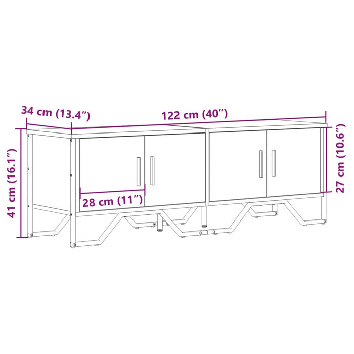 TV Cabinet Black 122x34x41 cm Engineered Wood