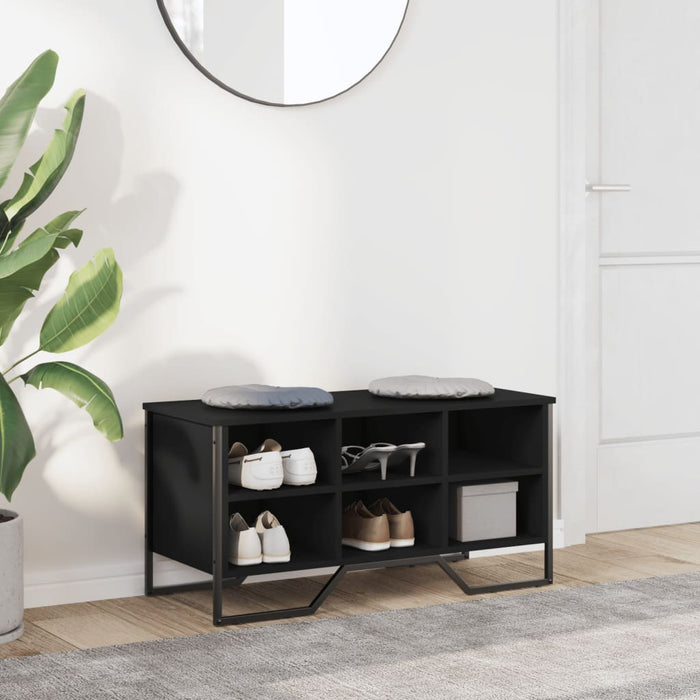 Shoe Cabinet Black 90x38x45.5 cm Engineered Wood