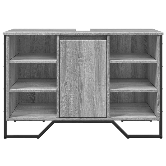 Шкаф за мивка за баня Grey Sonoma 91x35x60 см Инженерно дърво