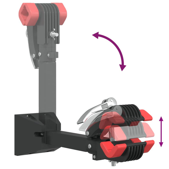 Стойка за ремонт на велосипеди, монтирана на стена, сгъваема червена и черна стомана