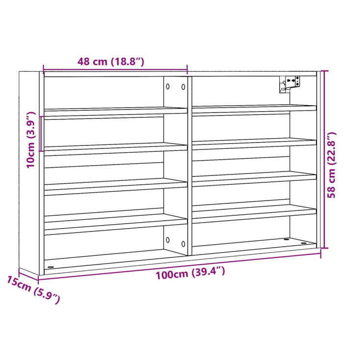 Шкаф Vitrine опушен дъб 100x15x58 см инженерно дърво