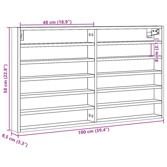 Шкаф Vitrine черен 100x8,5x58 см инженерно дърво