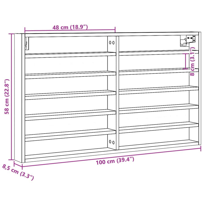 Шкаф Vitrine бетонно сиво 100x8,5x58 см инженерно дърво