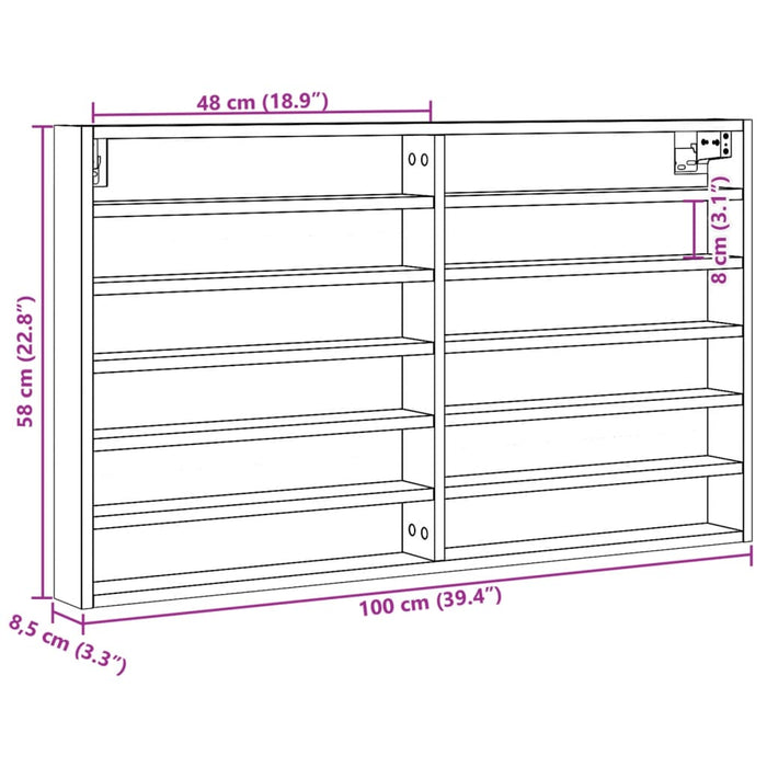 Шкаф Vitrine Кафяв дъб 100x8,5x58 см Инженерно дърво