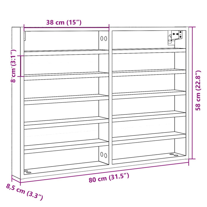 Шкаф Vitrine черен 80x8,5x58 см инженерно дърво