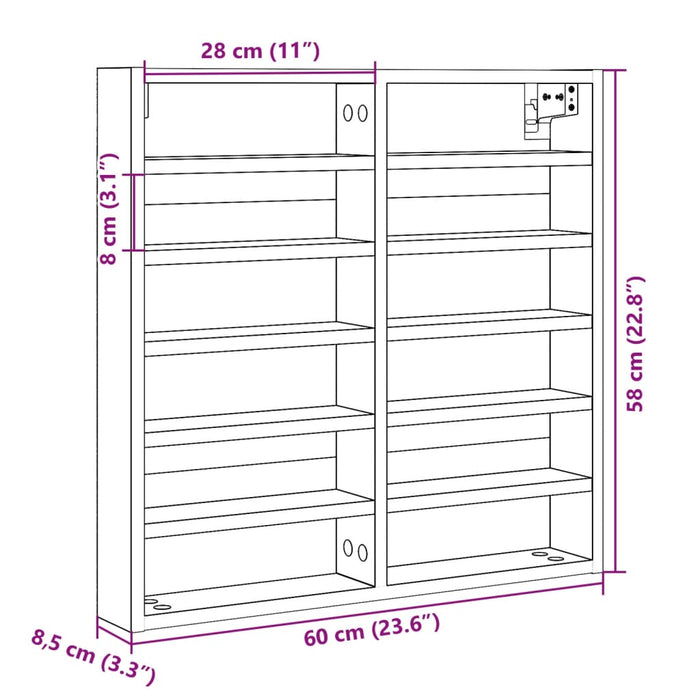 Шкаф Vitrine дъб сонома 60x8,5x58 см инженерно дърво