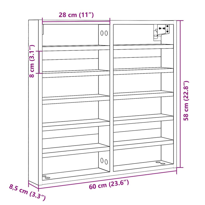 Шкаф Vitrine Кафяв дъб 60x8,5x58 см Инженерно дърво