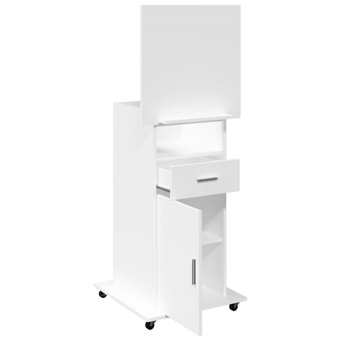 Lectern with Wheels & Drawer White 55x55x107 cm Engineered Wood