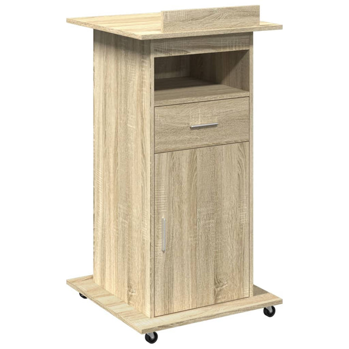 Lectern with Wheels & Drawer Sonoma Oak 55x55x107 cm Engineered Wood