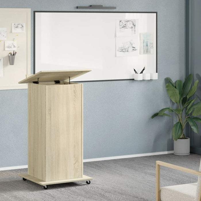 Lectern with Wheels & Drawer Sonoma Oak 55x55x107 cm Engineered Wood