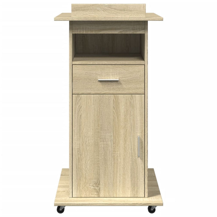 Lectern with Wheels & Drawer Sonoma Oak 55x55x107 cm Engineered Wood