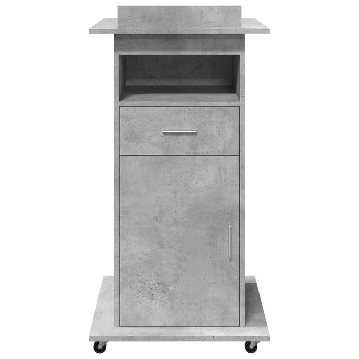 Lectern with Wheels & Drawer Concrete Grey 55x55x107 cm Engineered Wood