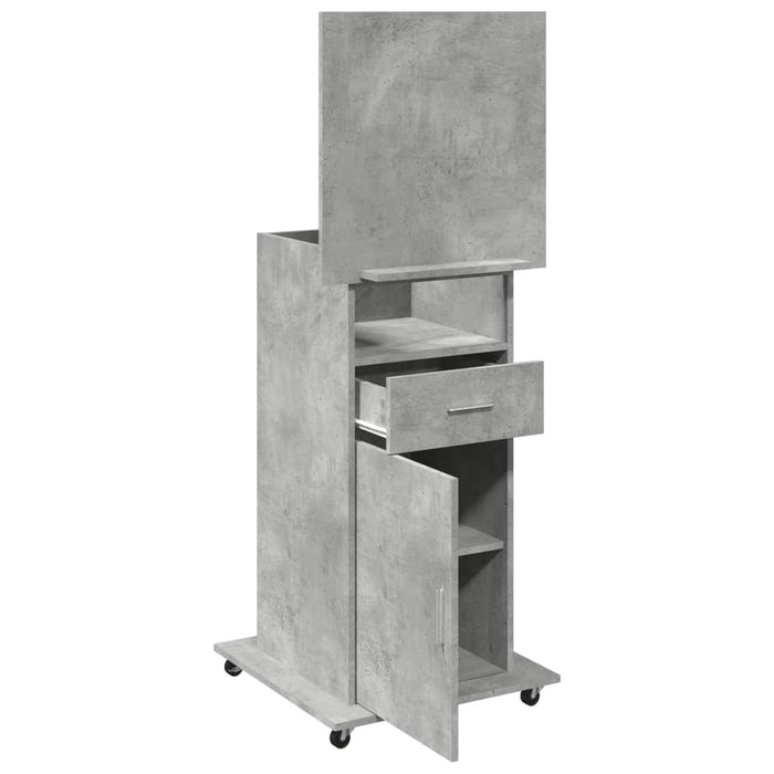 Lectern with Wheels & Drawer Concrete Grey 55x55x107 cm Engineered Wood