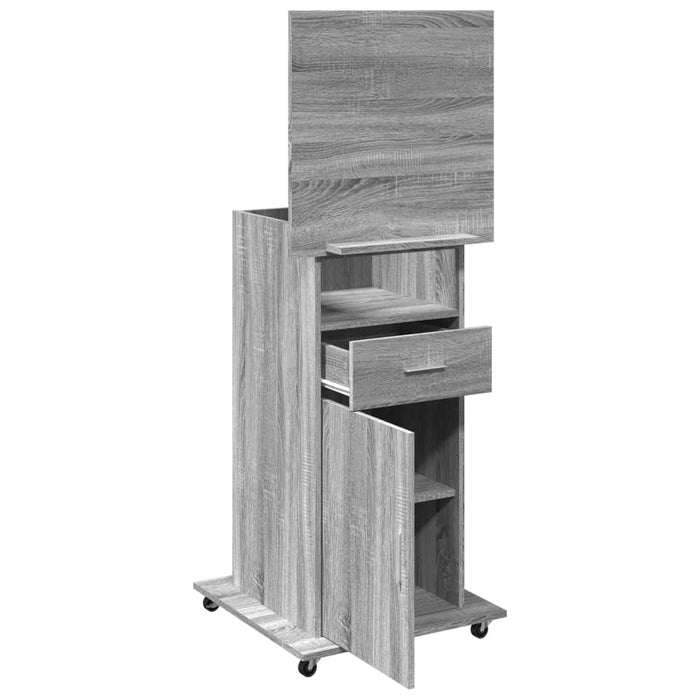 Lectern with Wheels & Drawer Grey Sonoma 55x55x107 cm Engineered Wood