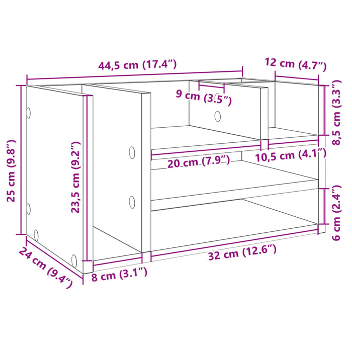 Organizator de birou Negru 44,5x24x25 cm Lemn prelucrat