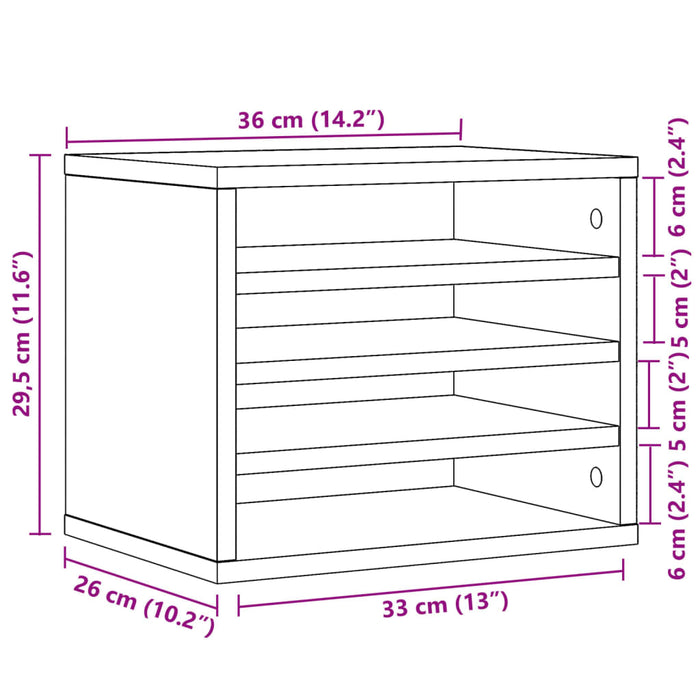 Organizator de birou Gri Sonoma 36x26x29,5 cm Lemn prelucrat