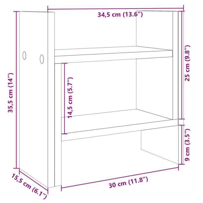 Organizator de birou Gri Sonoma 34,5x15,5x35,5 cm Lemn prelucrat