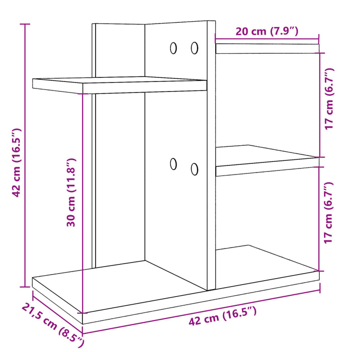 Organizator de birou Gri Sonoma 42x21,5x42 cm Lemn prelucrat