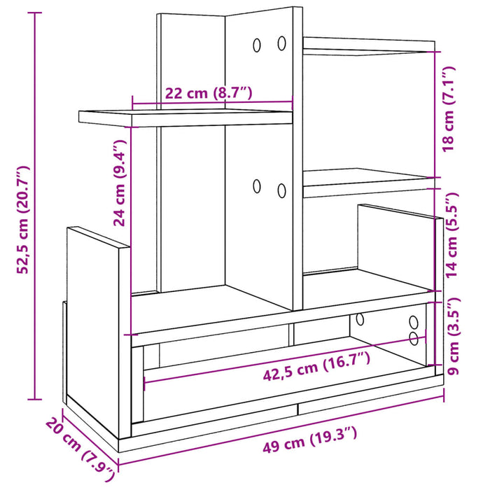 Organizator de birou Negru 49x20x52,5 cm Lemn prelucrat