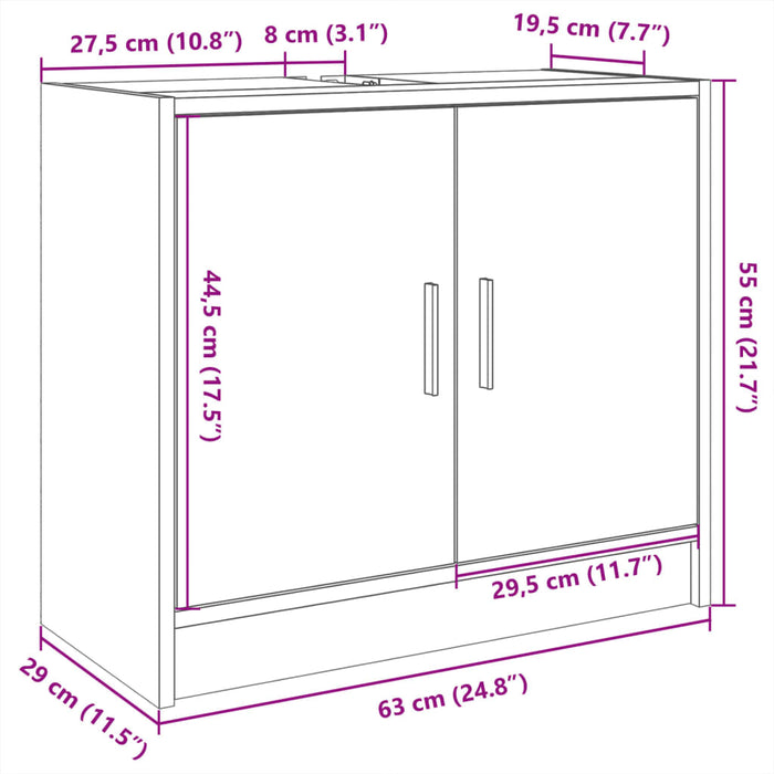 Шкафчик для мойки Sonoma Oak 63x29x55 см Инженерное дерево