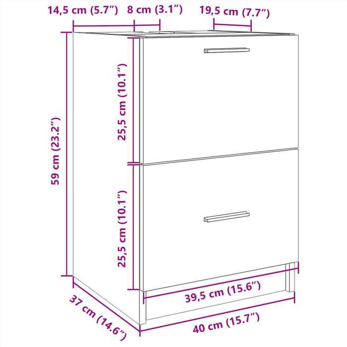 Шкаф за мивка Бял 40x37x59 см Инженерно дърво