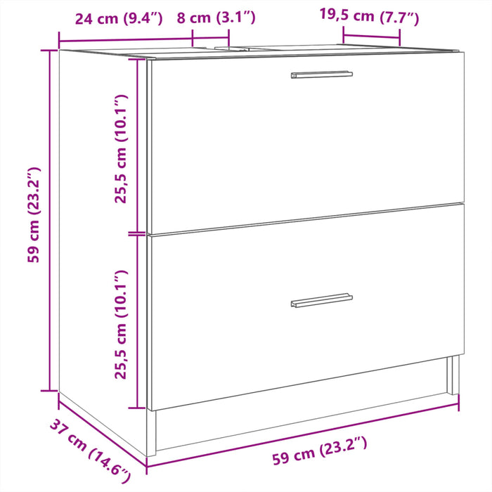 Шкафчик для мойки Sonoma Oak 59x37x59 см Инженерное дерево