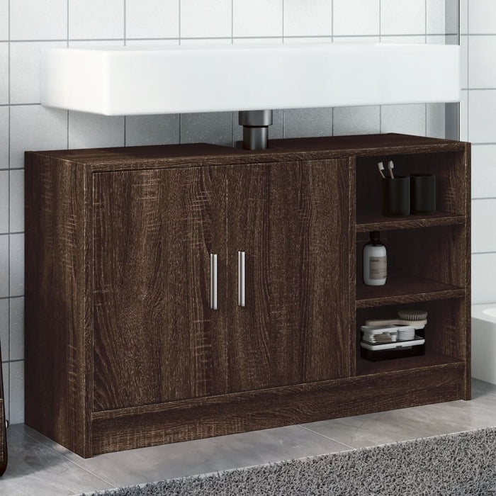 Sink Cabinet Brown Oak 90x29x55 cm Engineered Wood