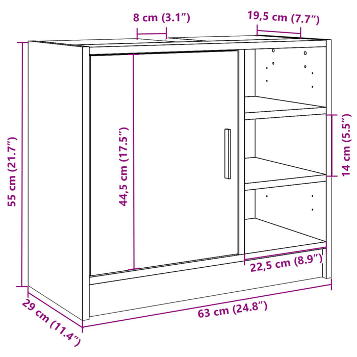 Sink Cabinet Concrete Grey 63x29x55 cm Engineered Wood