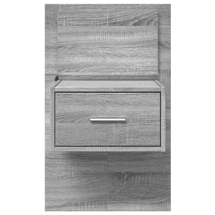 Wall-mounted Bedside Cabinet with LED Lights Grey Sonoma