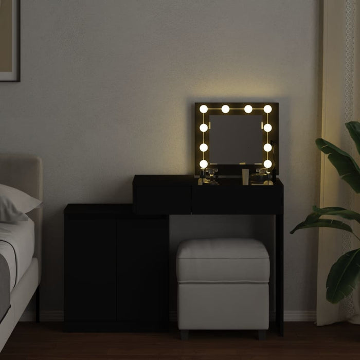 Masuta de toaleta cu LED Negru 115x37x110,5 cm