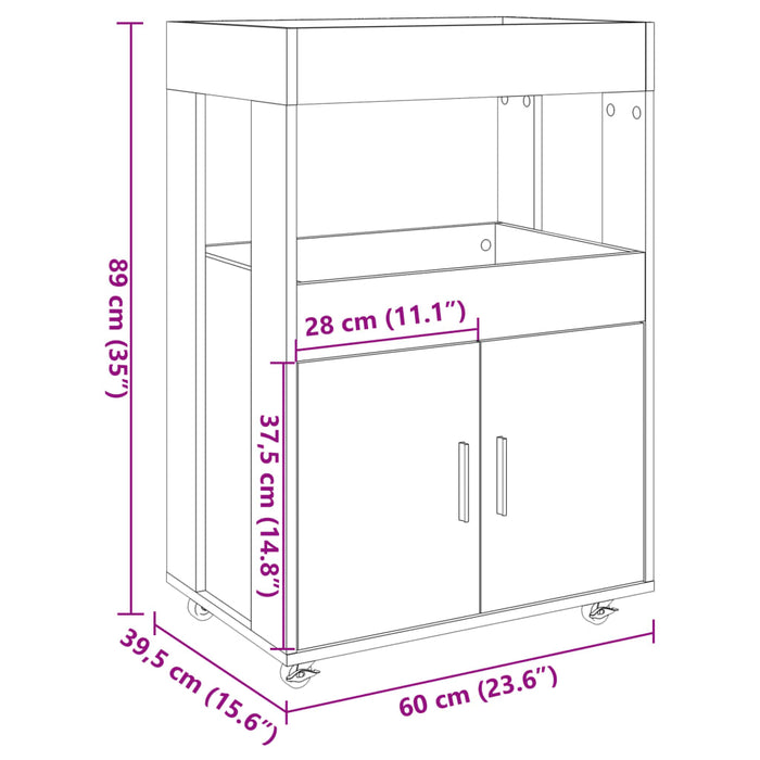 Bar Cart Sonoma Oak 60x39.5x89 cm Engineered Wood