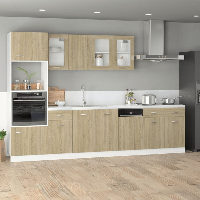 Microwave Cabinet Sonoma Oak 60x57x207 cm Engineered Wood