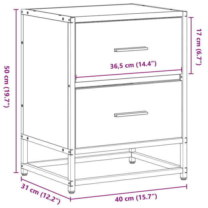 Bedside Cabinet Black 40x31x50 cm Engineered Wood