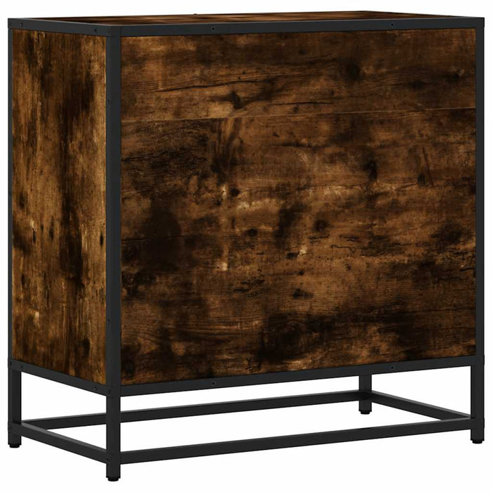 Bedside Cabinet Smoked Oak 60x31x60 cm Engineered Wood and Metal