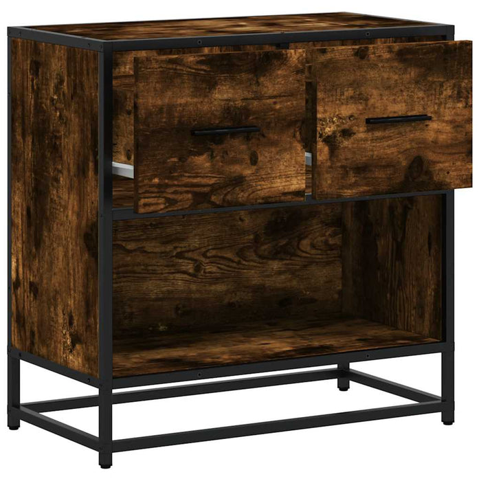 Bedside Cabinet Smoked Oak 60x31x60 cm Engineered Wood and Metal