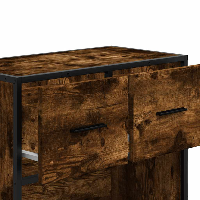 Bedside Cabinet Smoked Oak 60x31x60 cm Engineered Wood and Metal