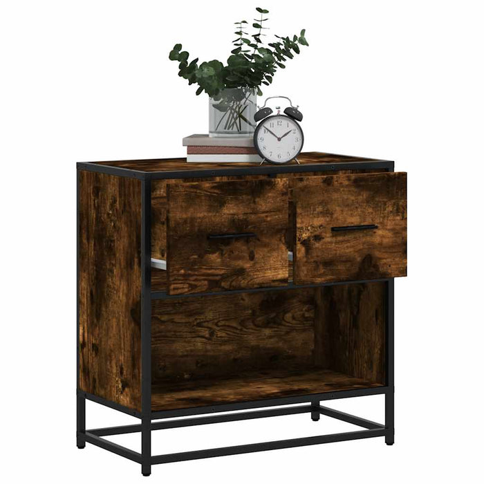 Bedside Cabinet Smoked Oak 60x31x60 cm Engineered Wood and Metal