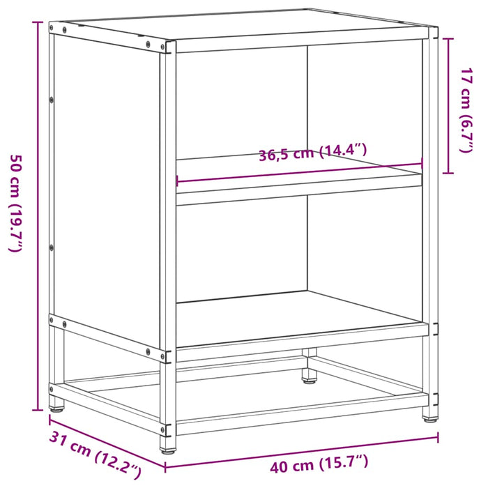 Нощно шкафче Черно 40x31x50 см. Инженерно дърво и метал