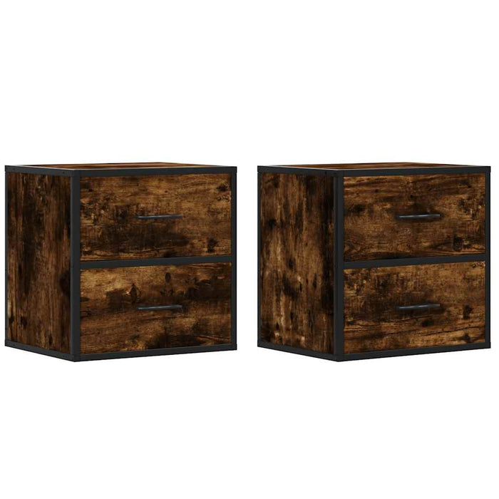 Wall-mounted Bedside Cabinets 2 pcs Smoked Oak 40x31x39.5 cm