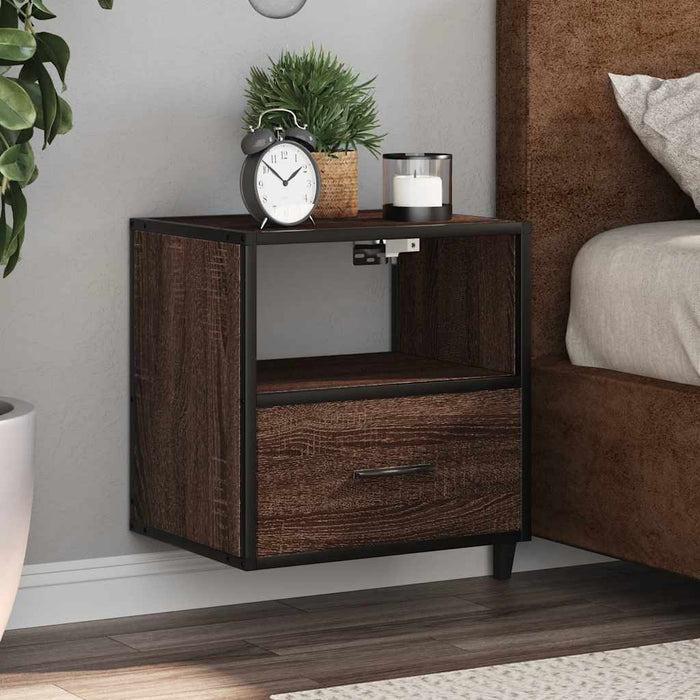 Wall-mounted Bedside Cabinet Brown Oak 40x31x39.5 cm