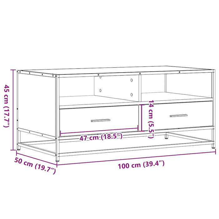 Masuta de cafea Stejar Afumat 100x50x45 cm Lemn si Metal