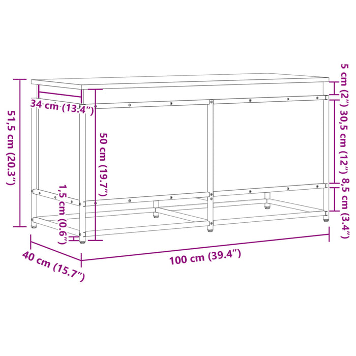 Ящик для хранения с крышкой Sonoma Oak 100x40x51,5 см Инженерное дерево